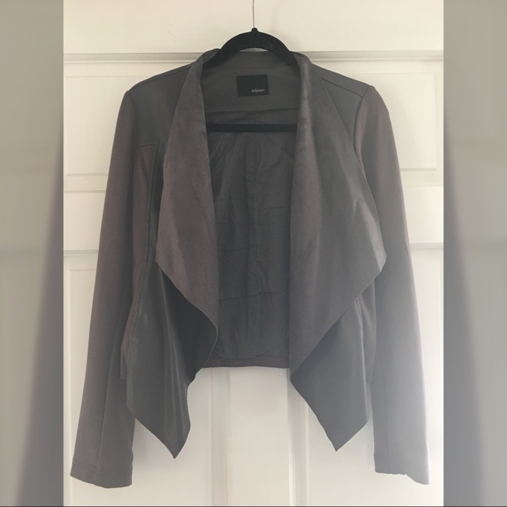 Edyson leather and suede jacket in slate gray
